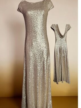 Revelry Champagne Gold Convertible Sequin Maxi Gown- Size 0